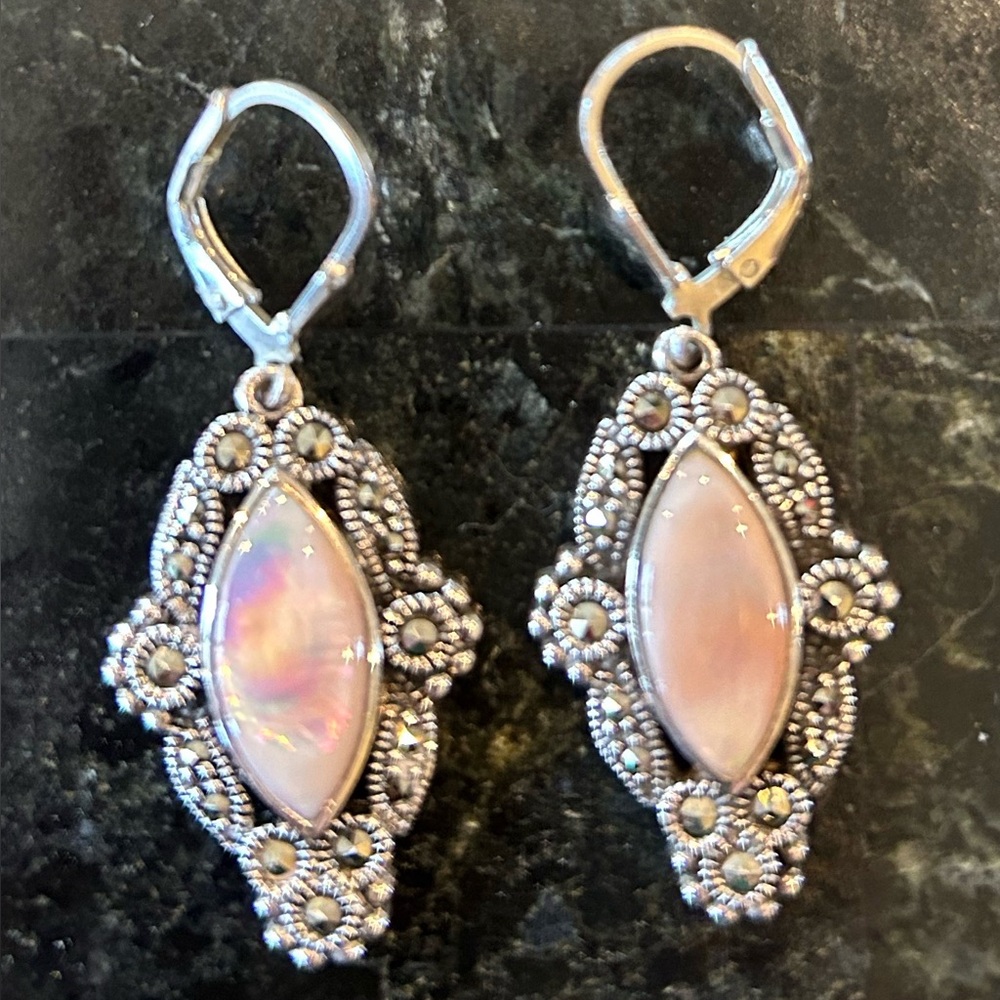 Pink Mother-of-Pearl 925 Sterling Earrings-Sincerely Southwest
